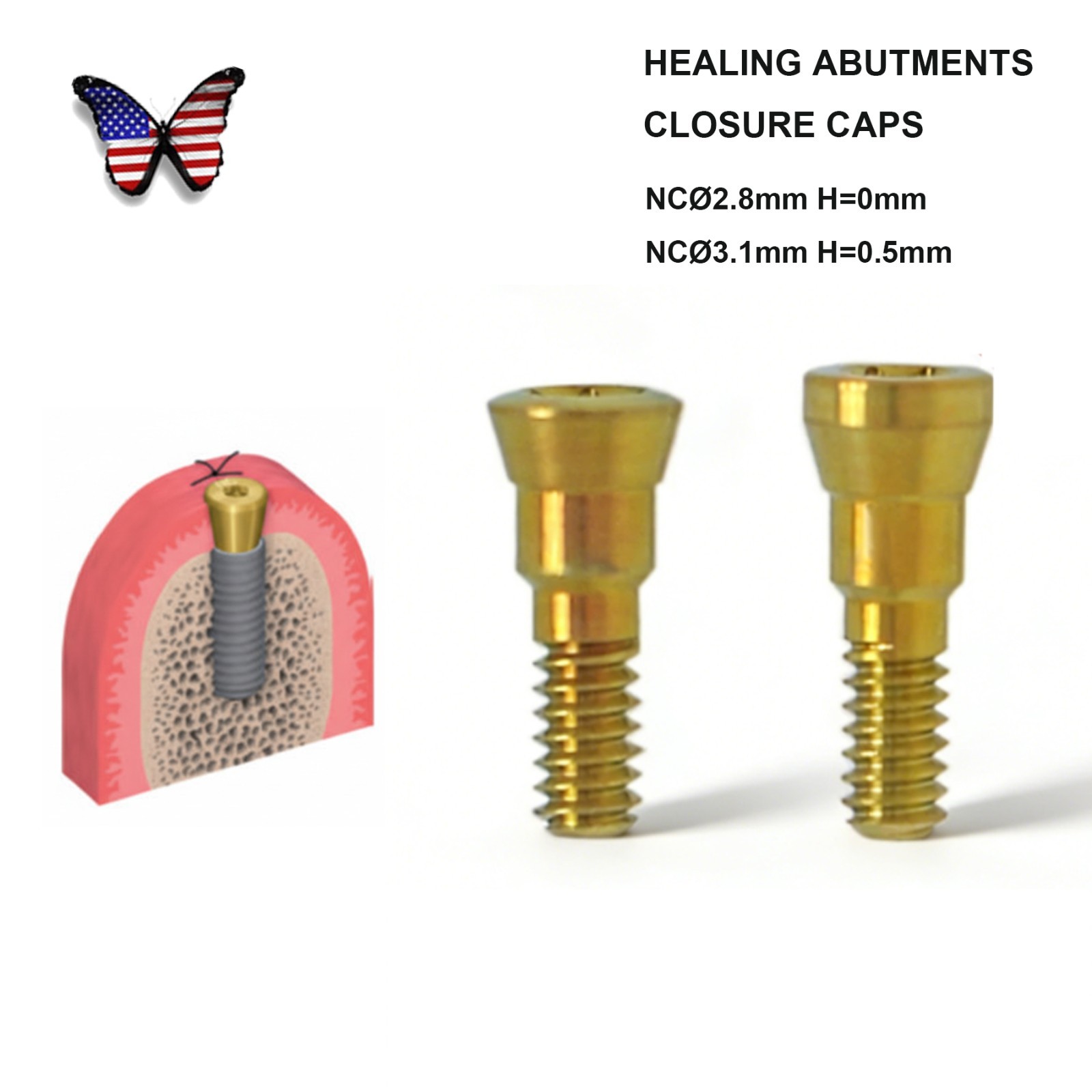 Dental NC Healing Abutment & Closure Cover Screw Straumann Bone Level BLT Ø3.3