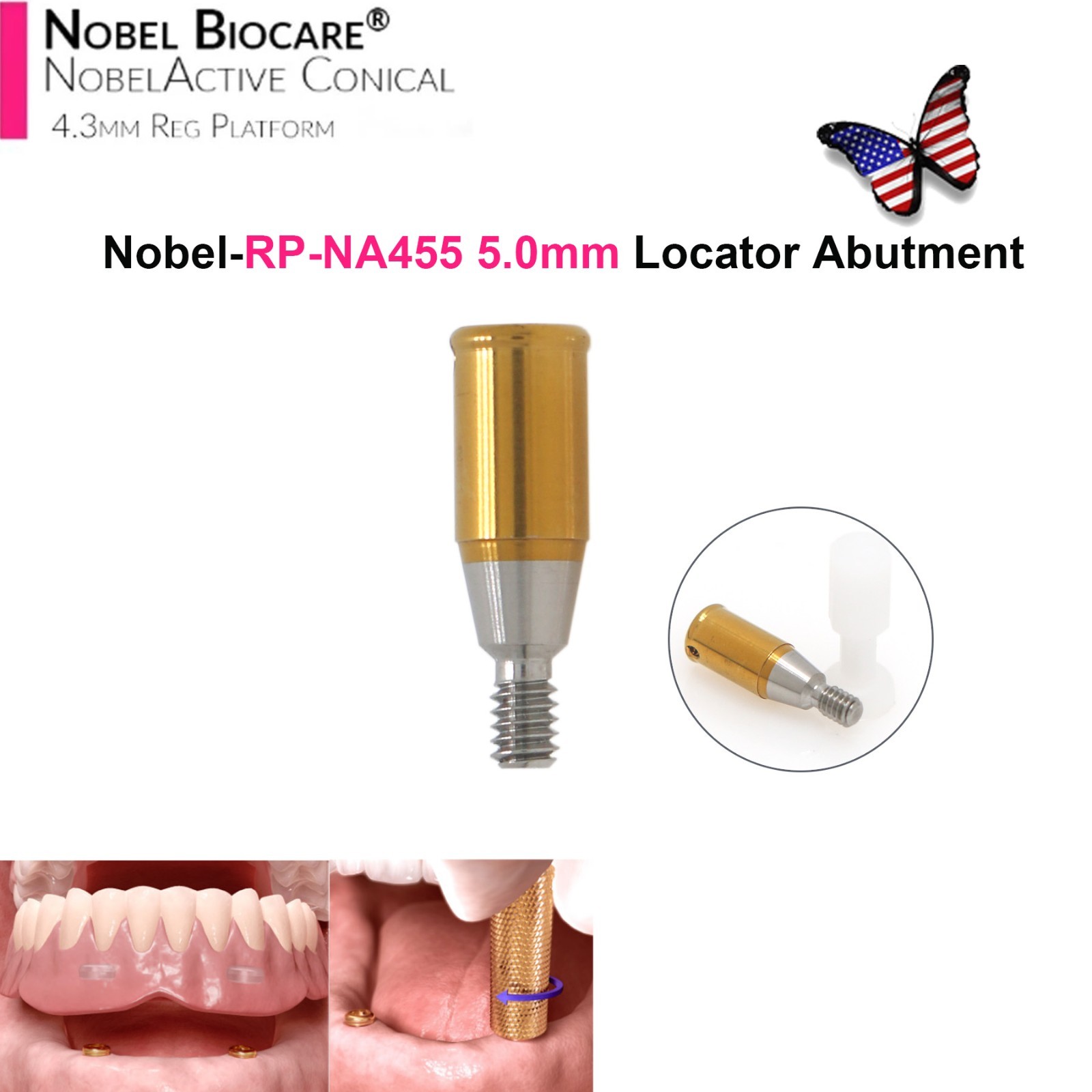 US Nobel Biocare Locator Abutment Replace Conical Connection Compatible NP/RP
