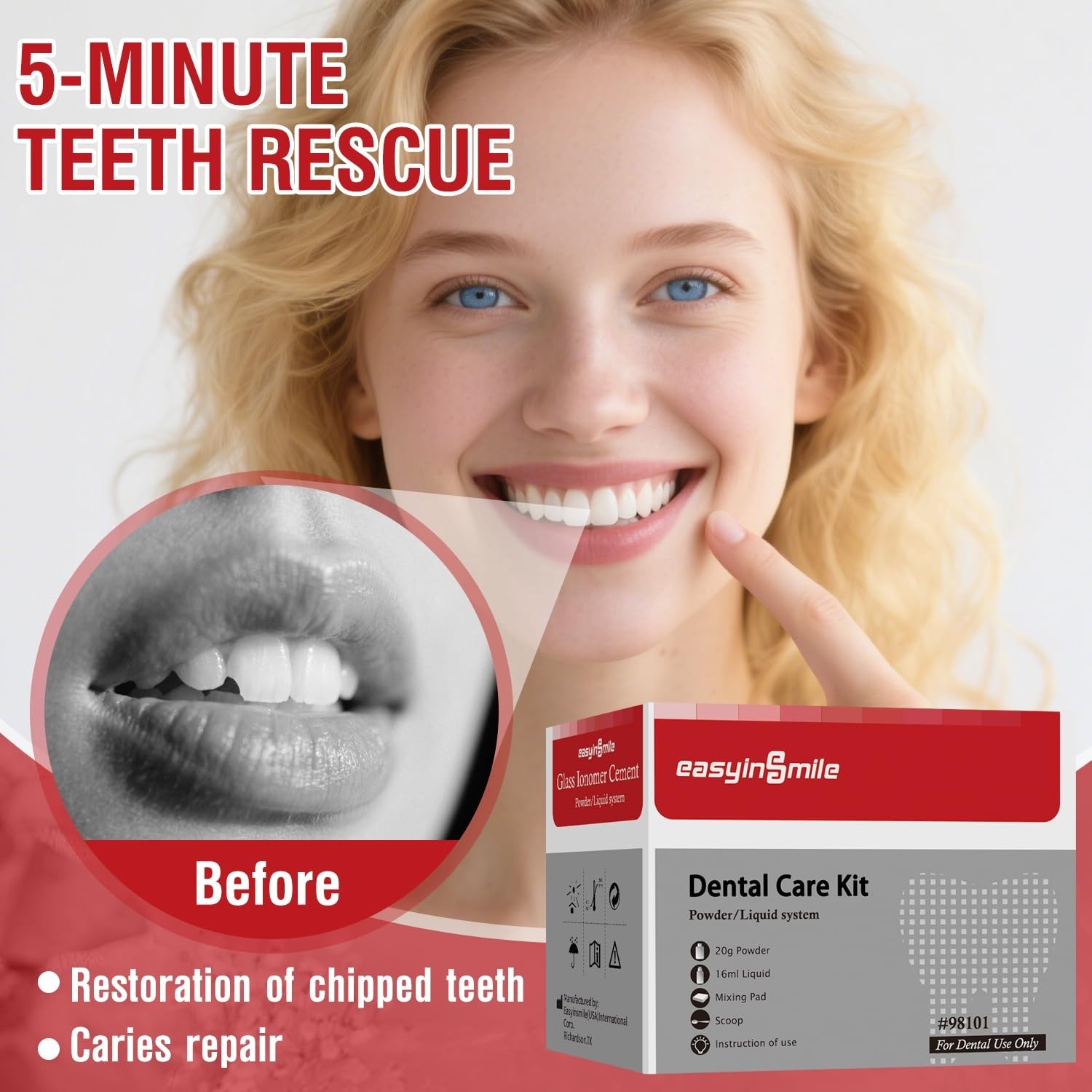 Tooth Repair Kit Zinc Oxide Eugenol Dental Cement for Chipped Broken Teeth