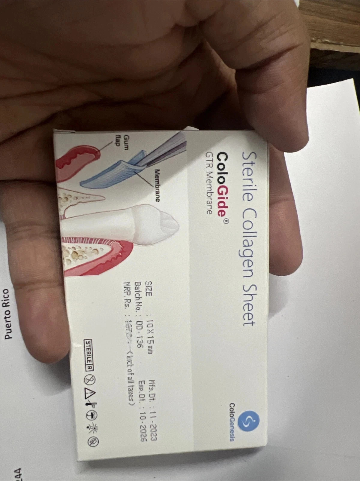 COLO GIDE STERILE COLLAGEN SHEET GTR MEMBRANE BONE GRAFTING 10 X 15mm TARIF PAID