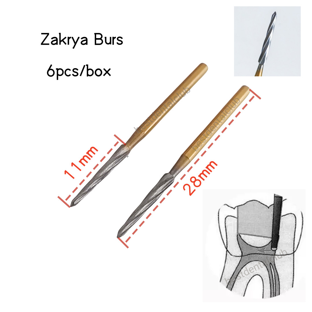 6Pcs Zekrya Burs Dental Helical Blade Cutting Bur Endodontic Remove Broken Root