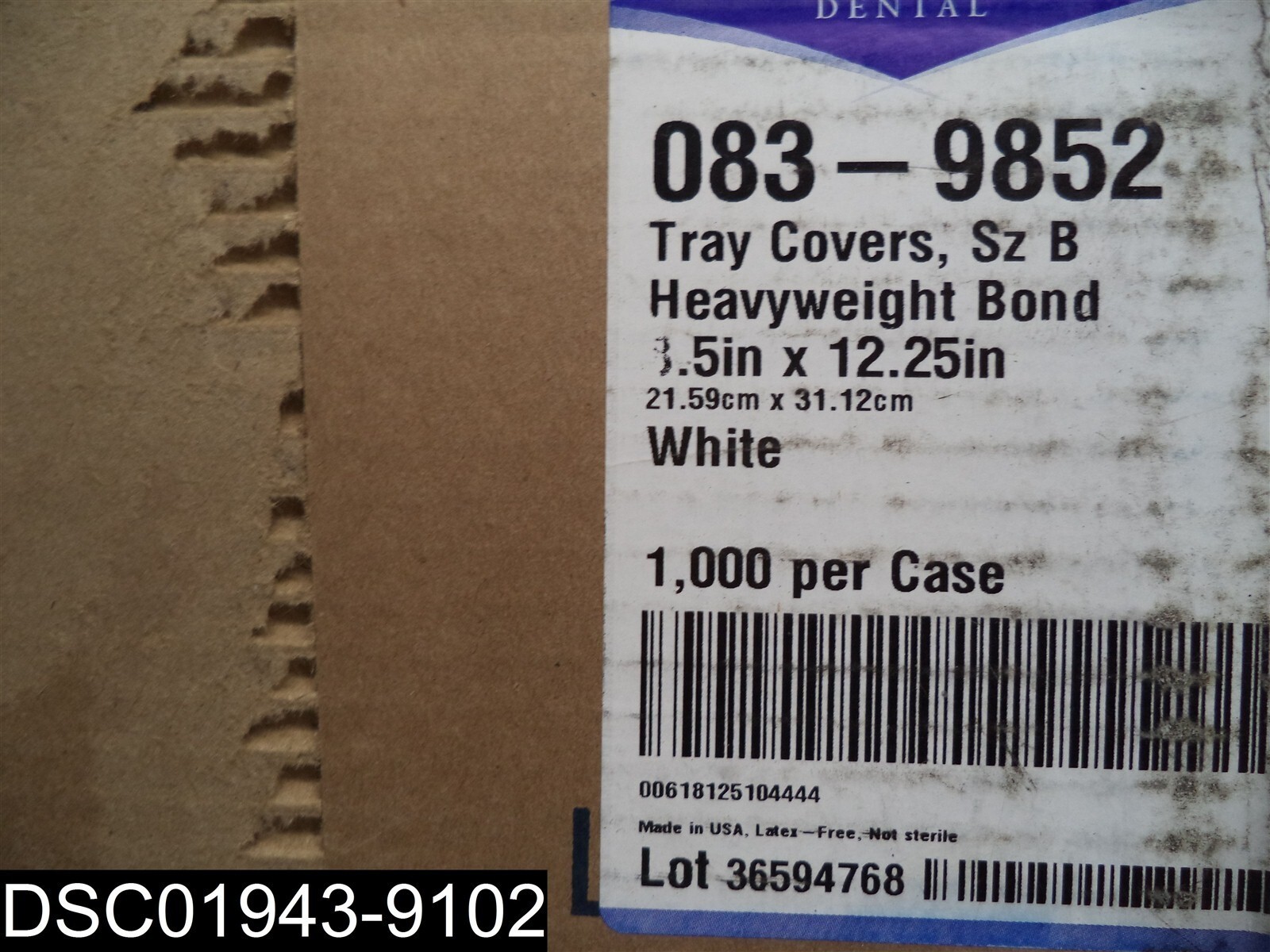 QTY=1000: 083-9852 PATTERSON WHITE 8-1/2″ x 12-1/4″ TRAY COVERS