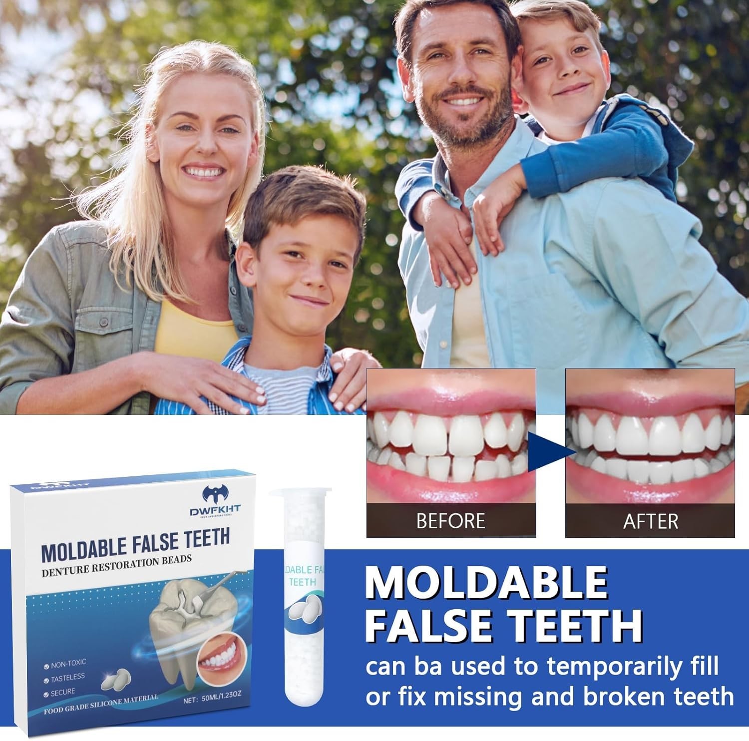 Moldable False Teeth Temporary Tooth Replacement Kit Fix Broken Missing Gap