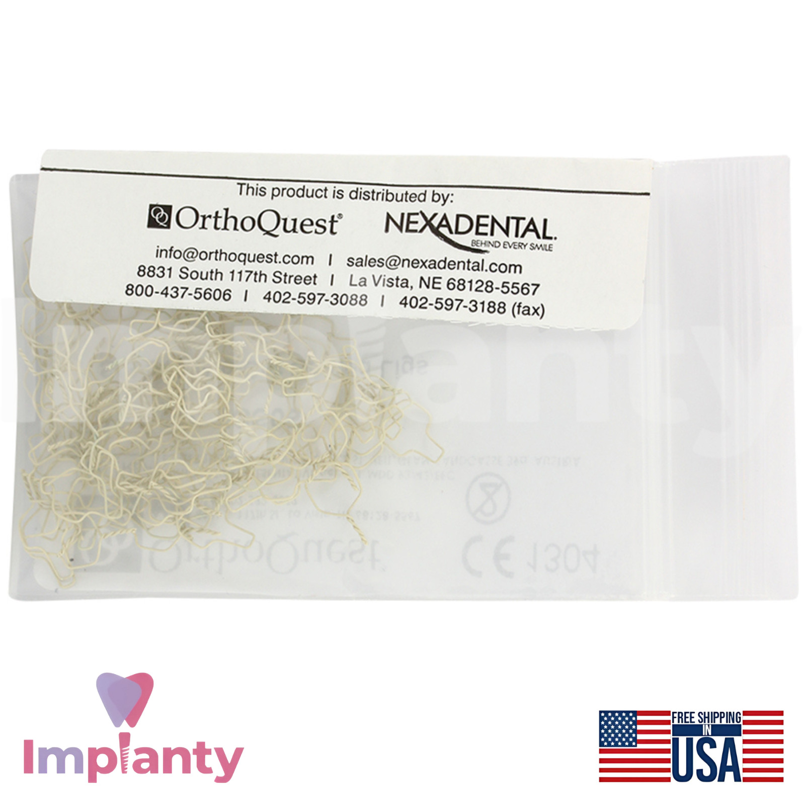 OrthoQuest Kobayashi Pre-Cut Preformed Ligature Wire Hook Stainless Steel 100pcs