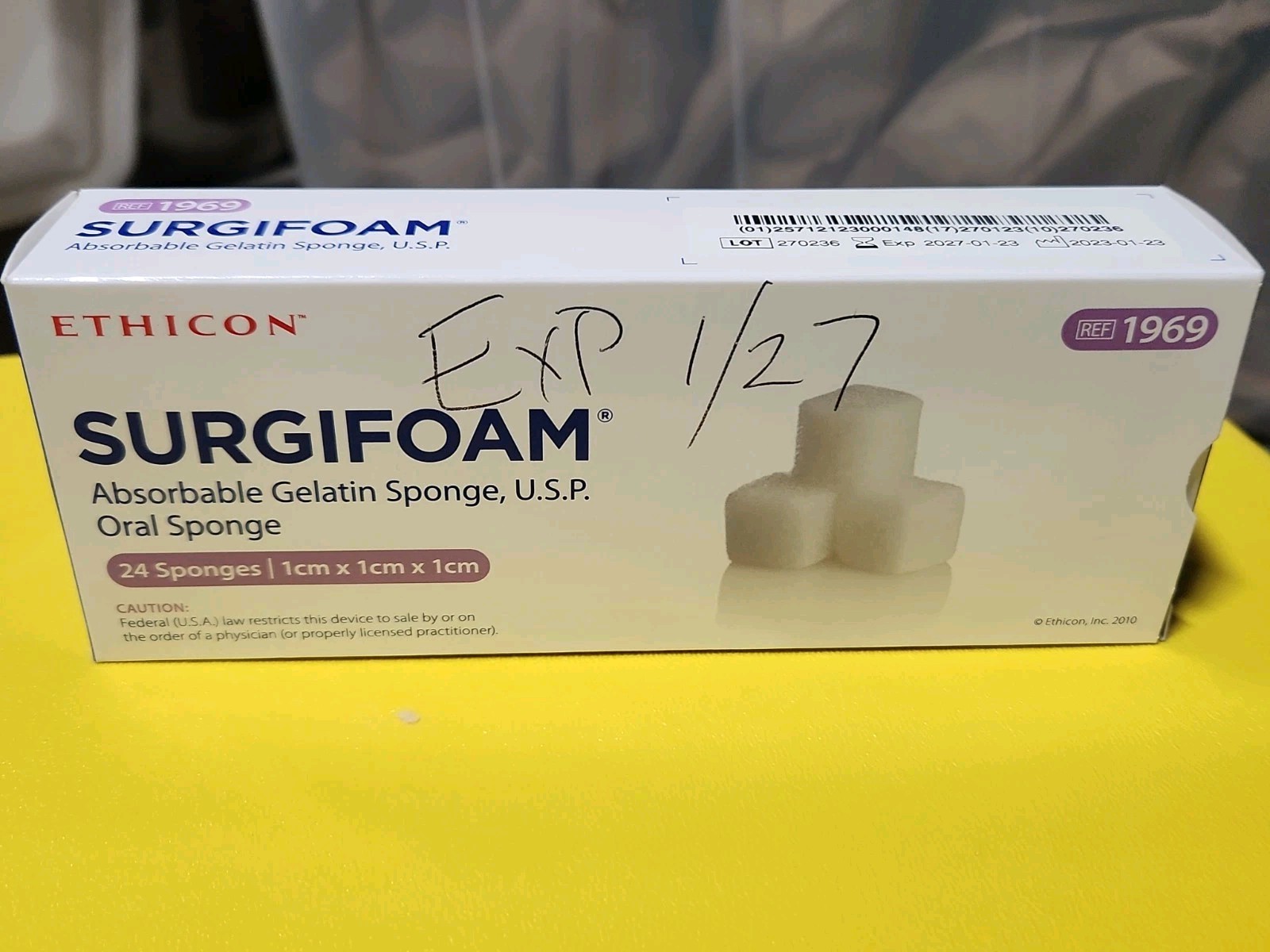 SURGIFOAM Absorbable Gelatin Sponge – 1 x 1 x 1cm – 24pcs REF 1969 EXP JAN 2027
