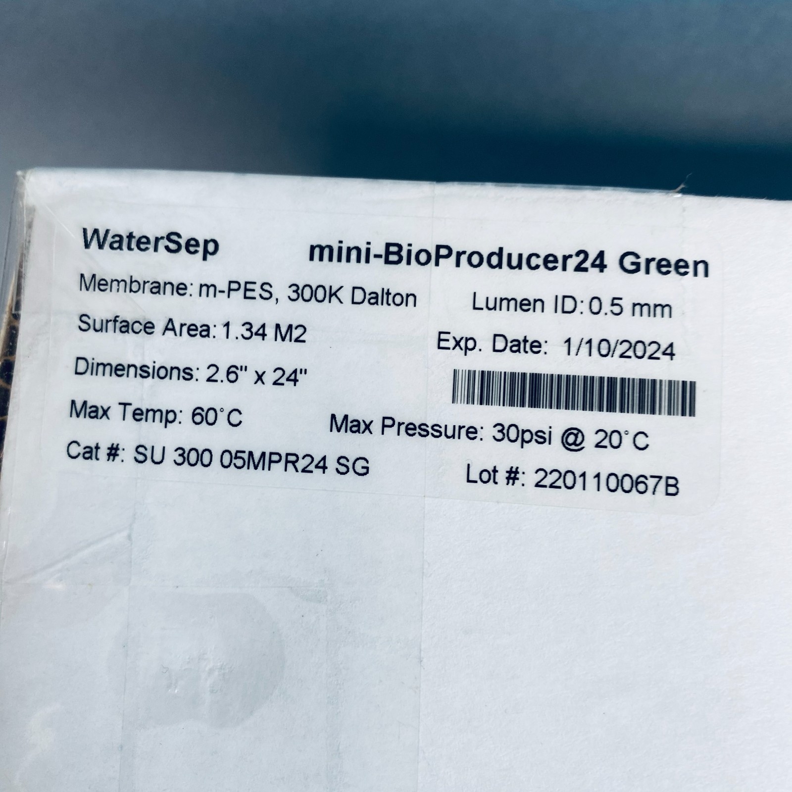 Sartorius WaterSep mini-BioProducer24 Green Hollow Fiber Filter