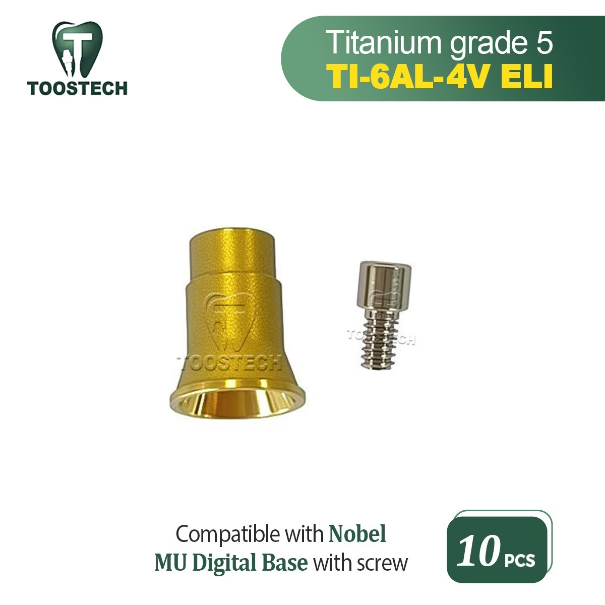 10pcs MU Titanium Digital base CAD/CAM ti base DESS shape fits Nobel Active