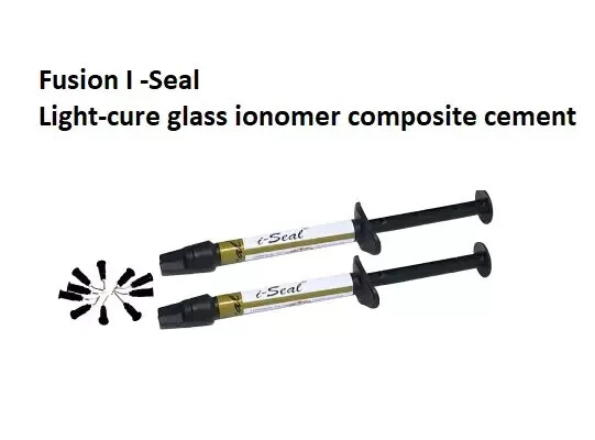 Dental FUSION I SEAL Light Cure GlC Cement Composite 2 x 2gm Pack