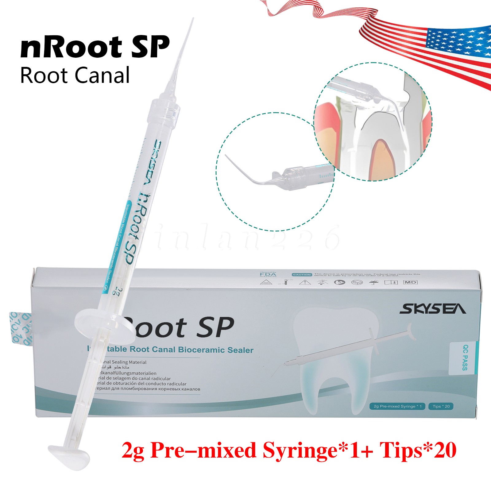 Dental Endo Materials Injectable Root Canal Bioceramic Sealer 2g Pre-mix Syringe