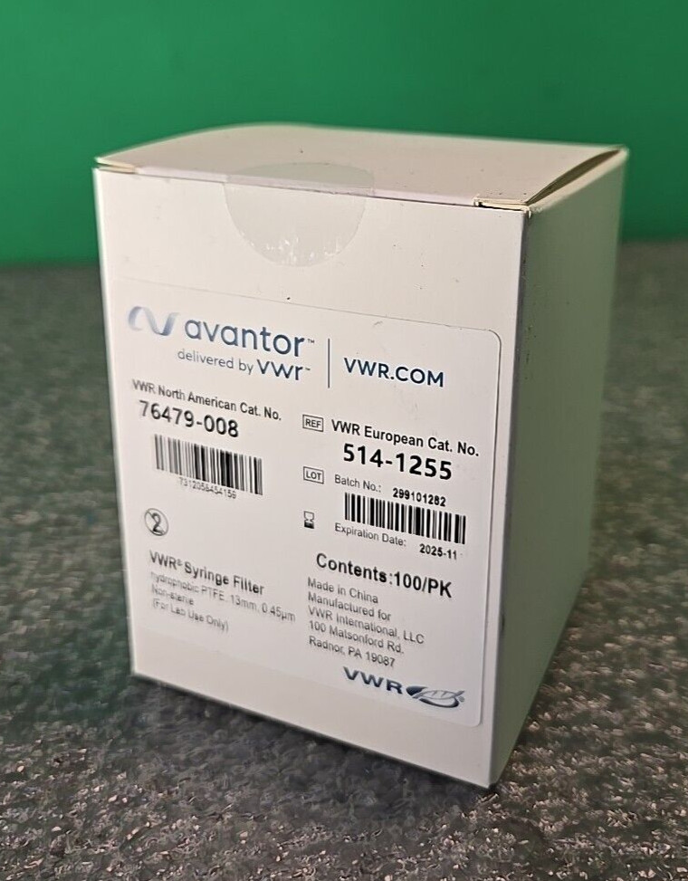 VWR PTFE 0.45μm 13ML mm Syringe Filter (100/Case) 76479-008 | 514-1255 | 11/25