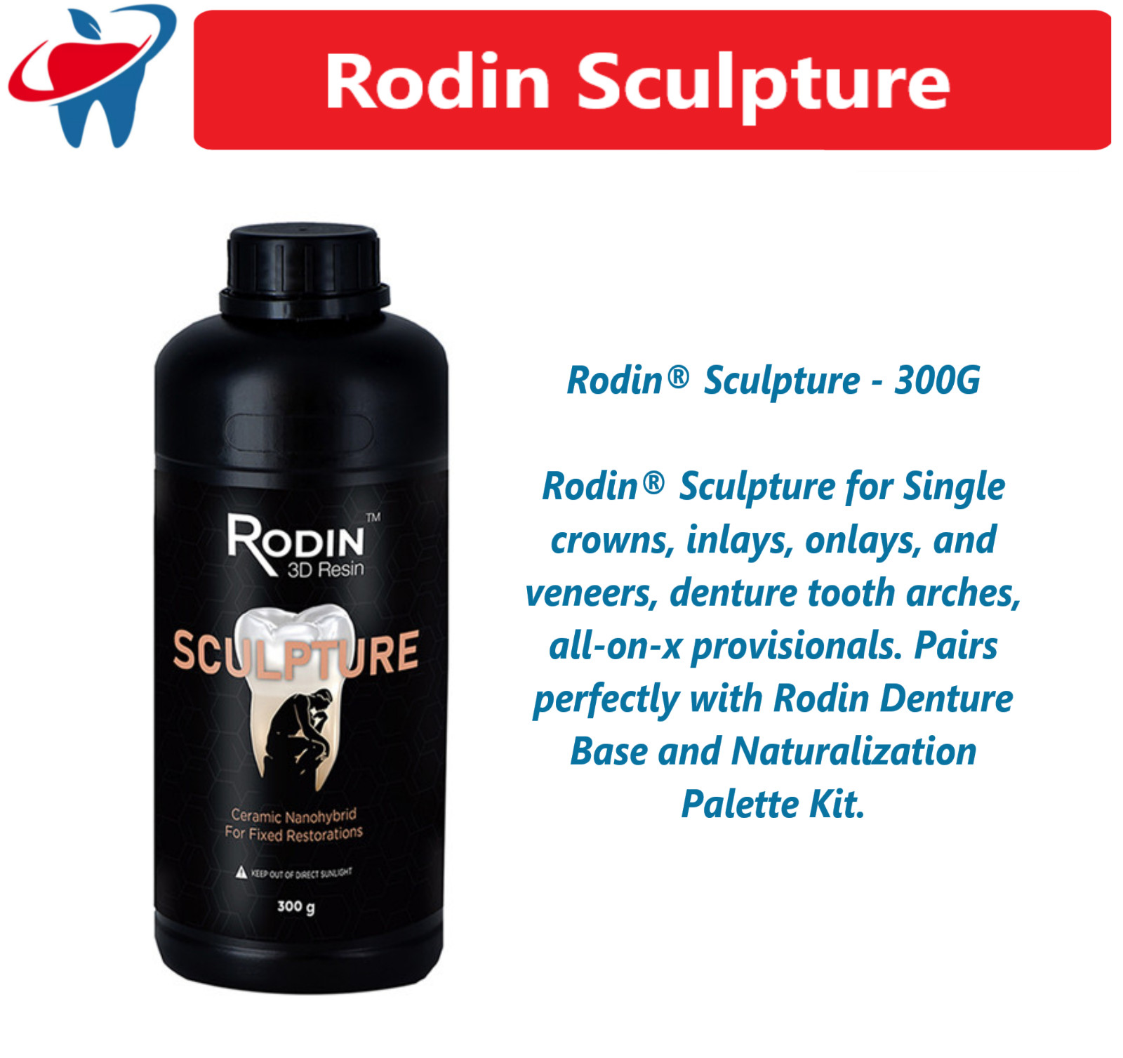 3D Print Resin Rodin Sculpture Ceramic Nanohybrid Resin Shade A1, 300g Btl