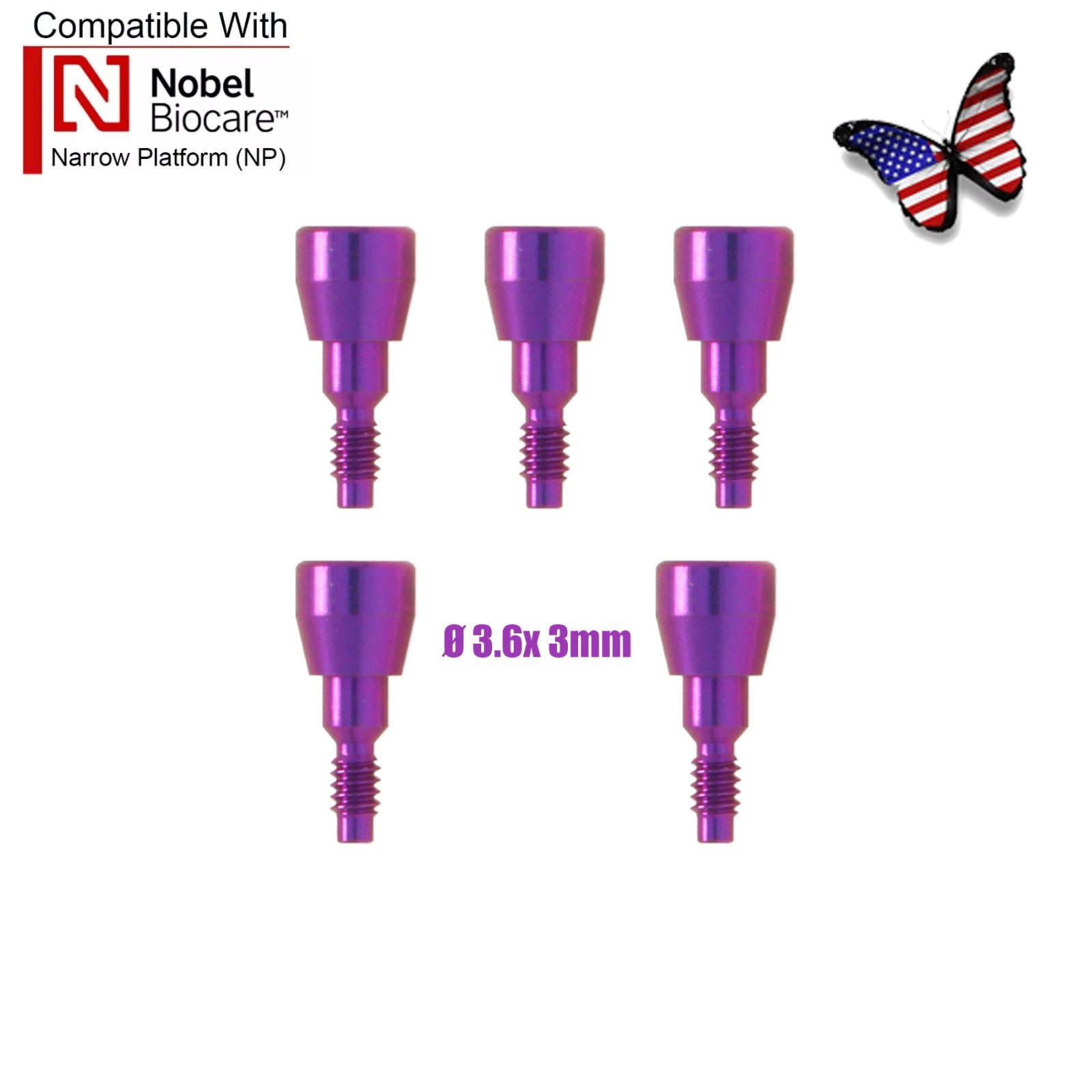 US Nobel Dental NP Healing Cap Abutments ∅3.6/5.0mm Fit Compatible NobelActive