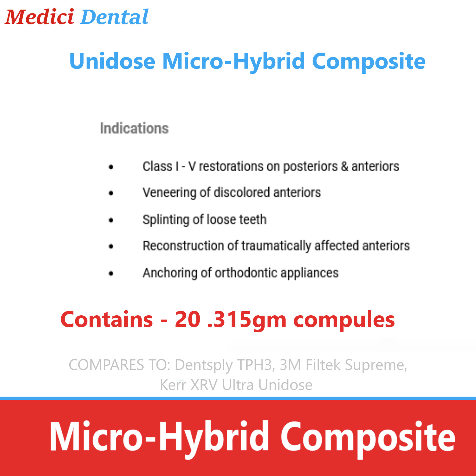 Silmet ProFil Dental Micro Hybrid Composite Compules Unidose All Shades, 20/Box