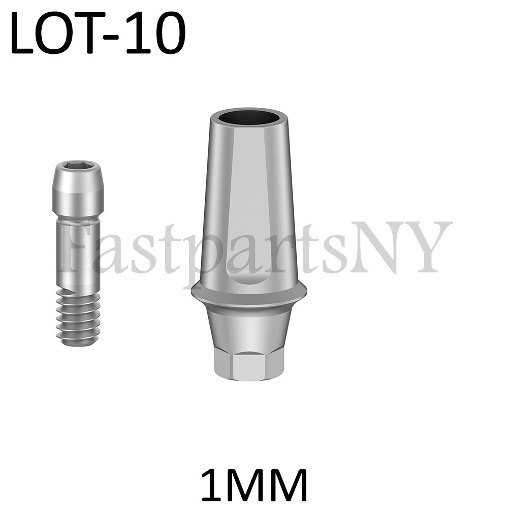 lot x 10 Straight Abutment Hiossen Regular replica with screw 1 mm conical
