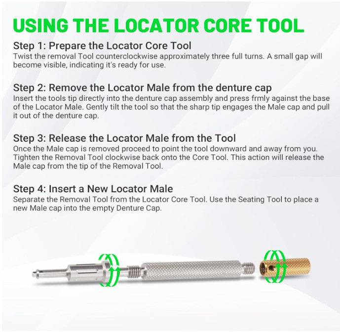 Dental Zest Locator Classic Core Tool for Legacy Locators 3‑in‑1 Abutment Driver