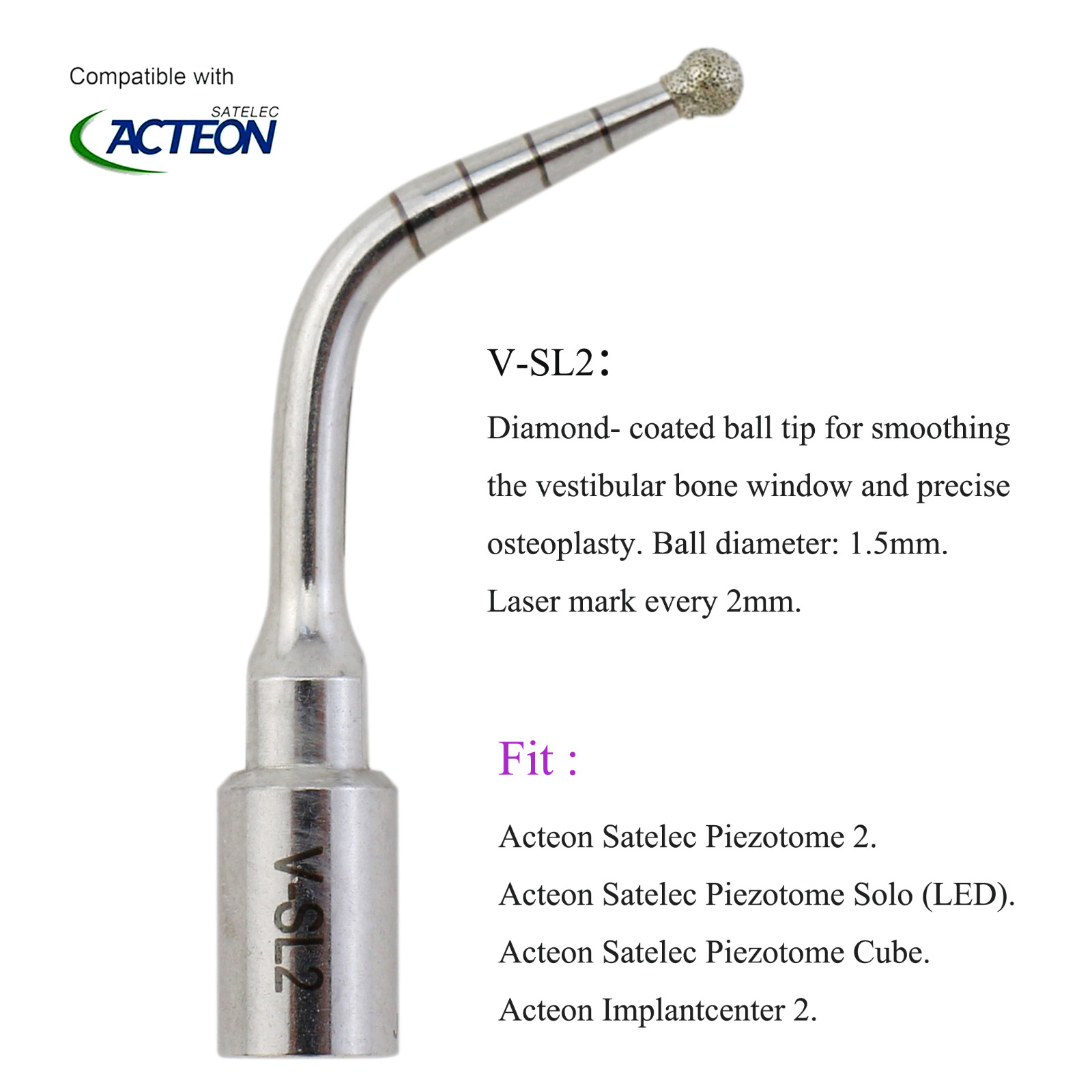 SL2 Satelec Ultrasonic Surgery Sinus Lifting Tip Fit Acteon Piezotome Solo Cube