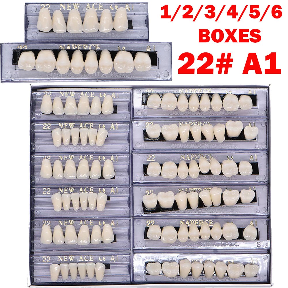 168PCS Acrylic Resin Denture Dental Upper Lower Shade A1 #22 Teeth Set USA