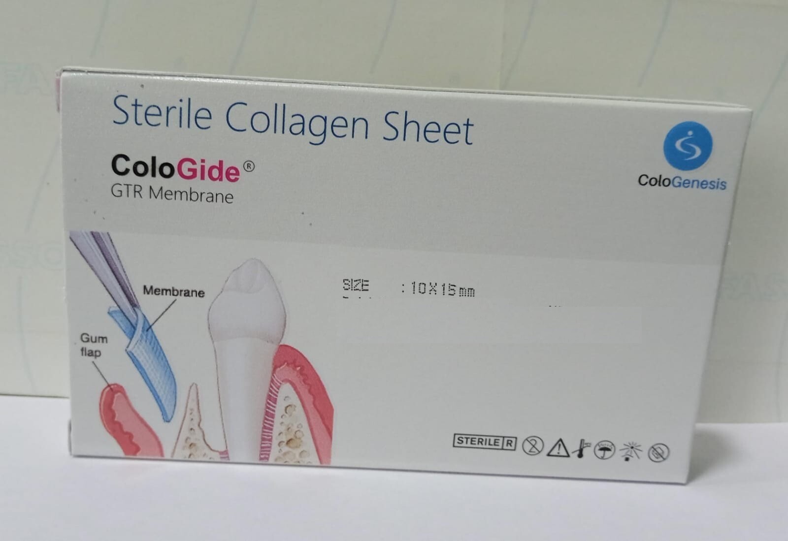Pack of 10 New Colo Gide Sterile Collagen Sheet GTR Membrane 10 x 15mm