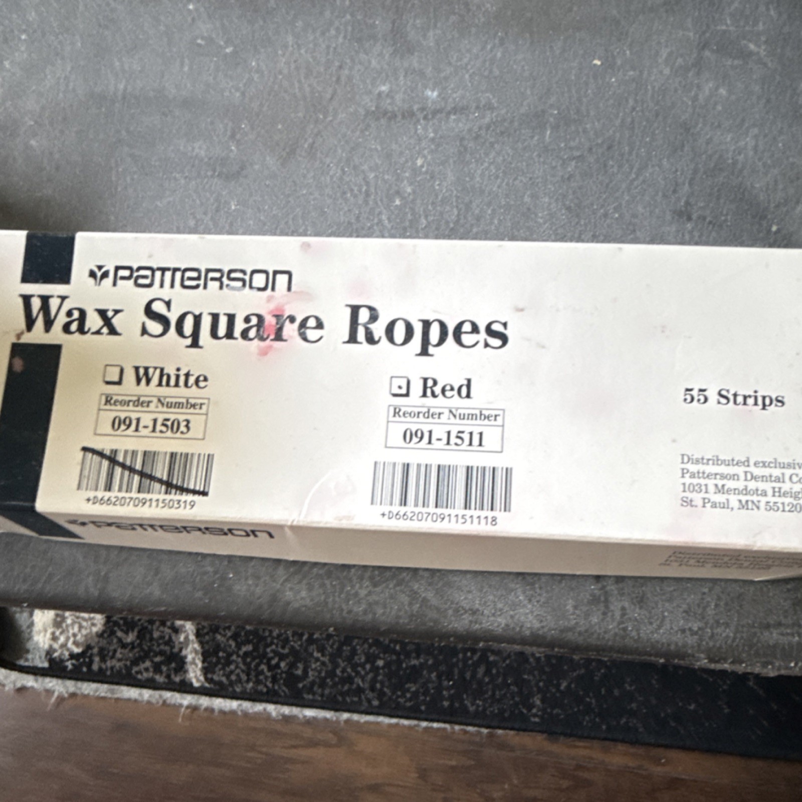 Patterson Wax Square Ropes White & Red Dental Laboratory Dentistry 55 Strips