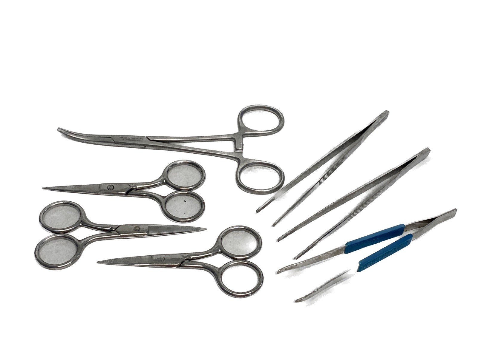 Used Mixed Lot of (7) Laboratory Tweezers, Forceps And Scissors