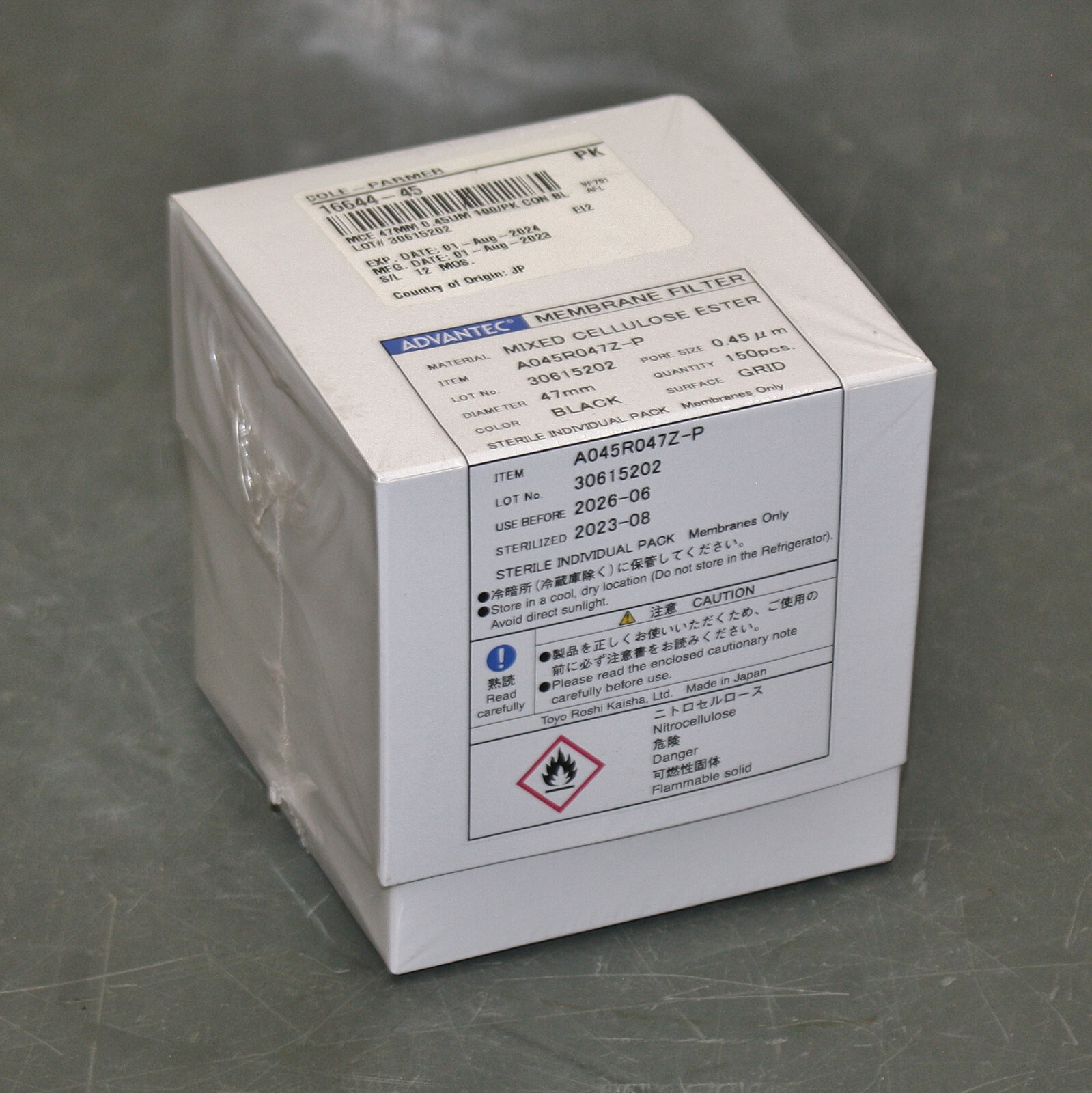 (150) Advantec MCE Membrane Filters A045R047A-P, 47 mm Diameter, Grid, 0.45 µm