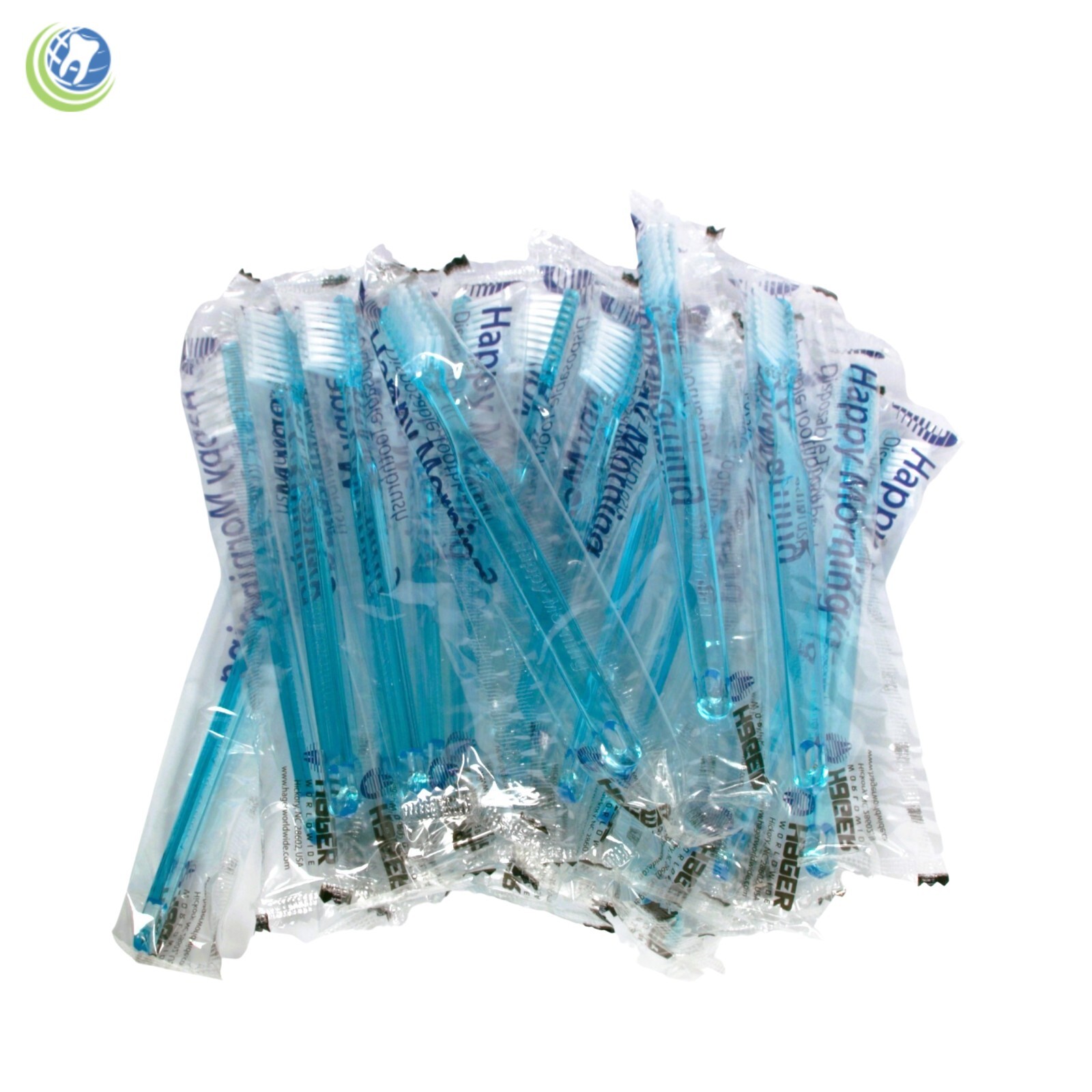 10 Dental Disposable Prepasted Travel Toothbrush Individually Wrapped Clear Blue