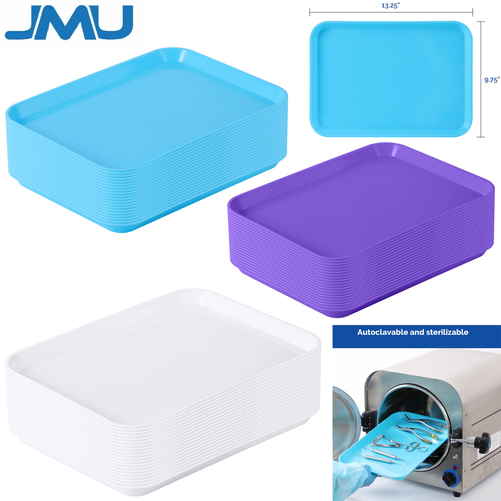 Dental Autoclave Instrument Set Up Trays Plastic Flat Tray Size B 13.25″ X 9.75″