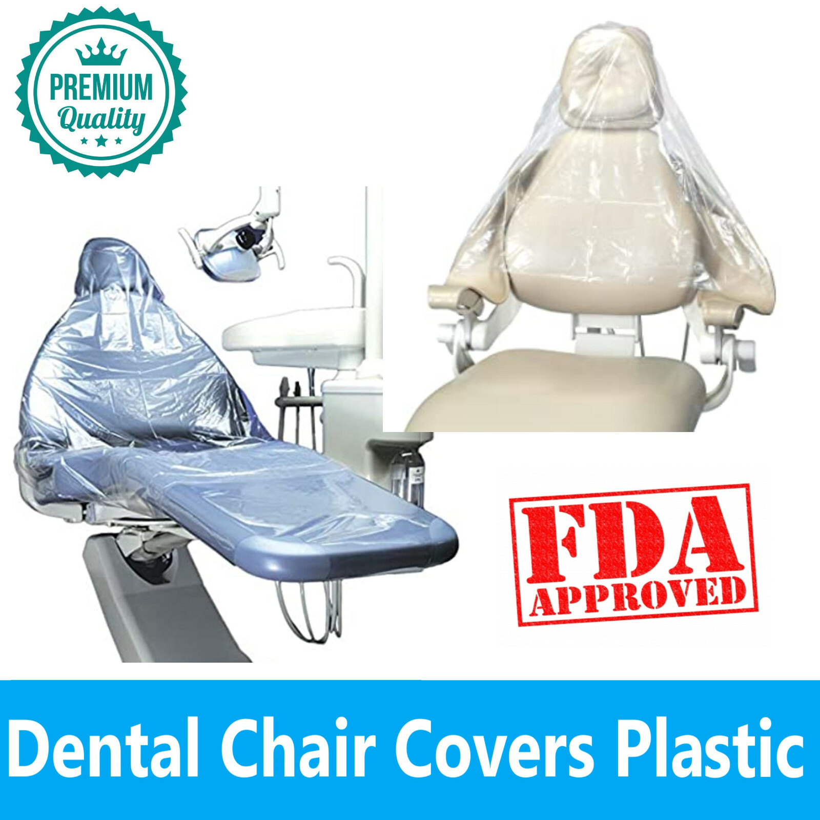 Premium DENTAL FULL Chair Cover Chair Sleeves or HALF Sleeves. Clear, 125 PCS