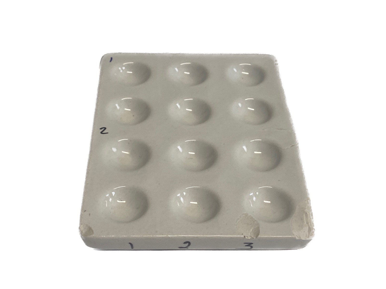 Laboratory White Porcelain 12-Well Depression Color Reaction Spot Plate 155mm B