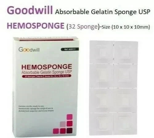 5 x DENTAL HEMOSPONGE ABSORBABLE GELATIN STERILE SPONGE #10x10x10mm 32pcs PACK