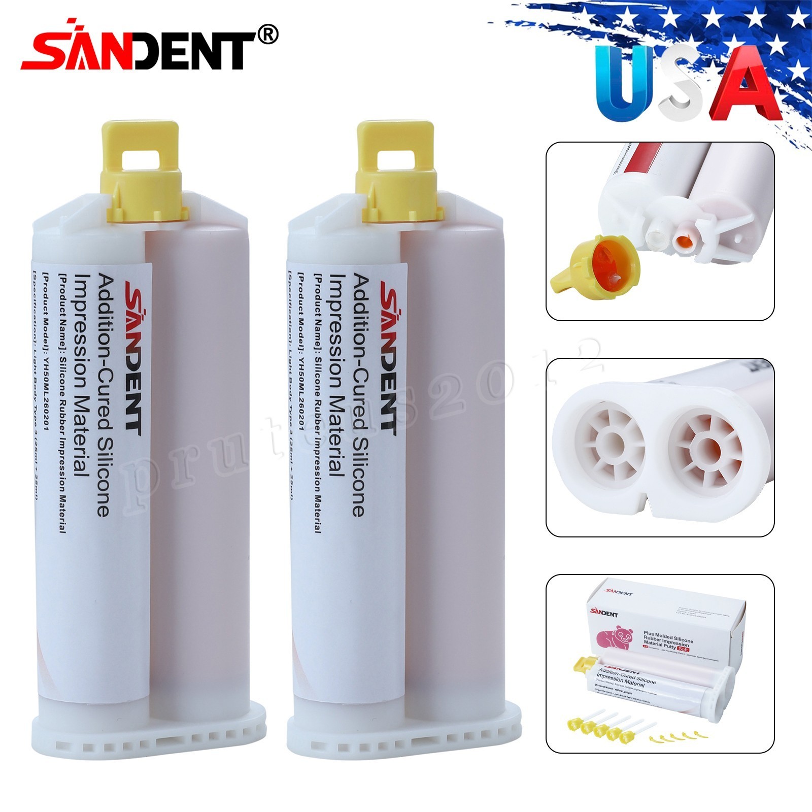 2Pc Dental Impression Material Light Body Fast Set Putty Silicone Catalyst 50ML
