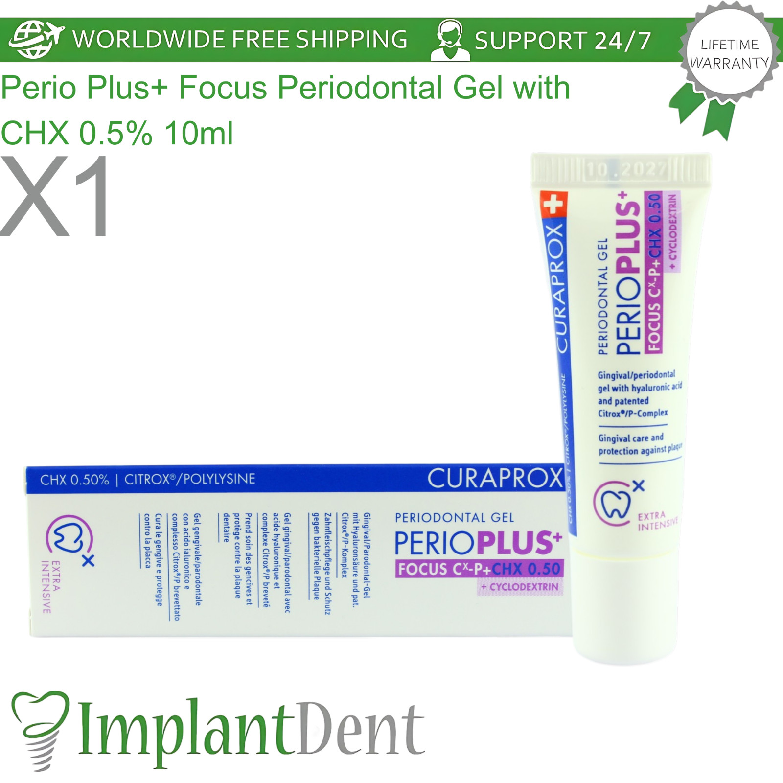 Dental Periodntal Gel 10ml Perio Plus Focus CHX 0.5% Gums Oral Care Curaprox