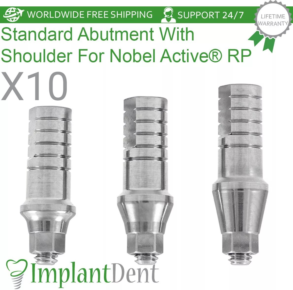 10x Dental Straight Shoulder Prosthetic 4.0mm Regular Platform Conical Hex 2.65