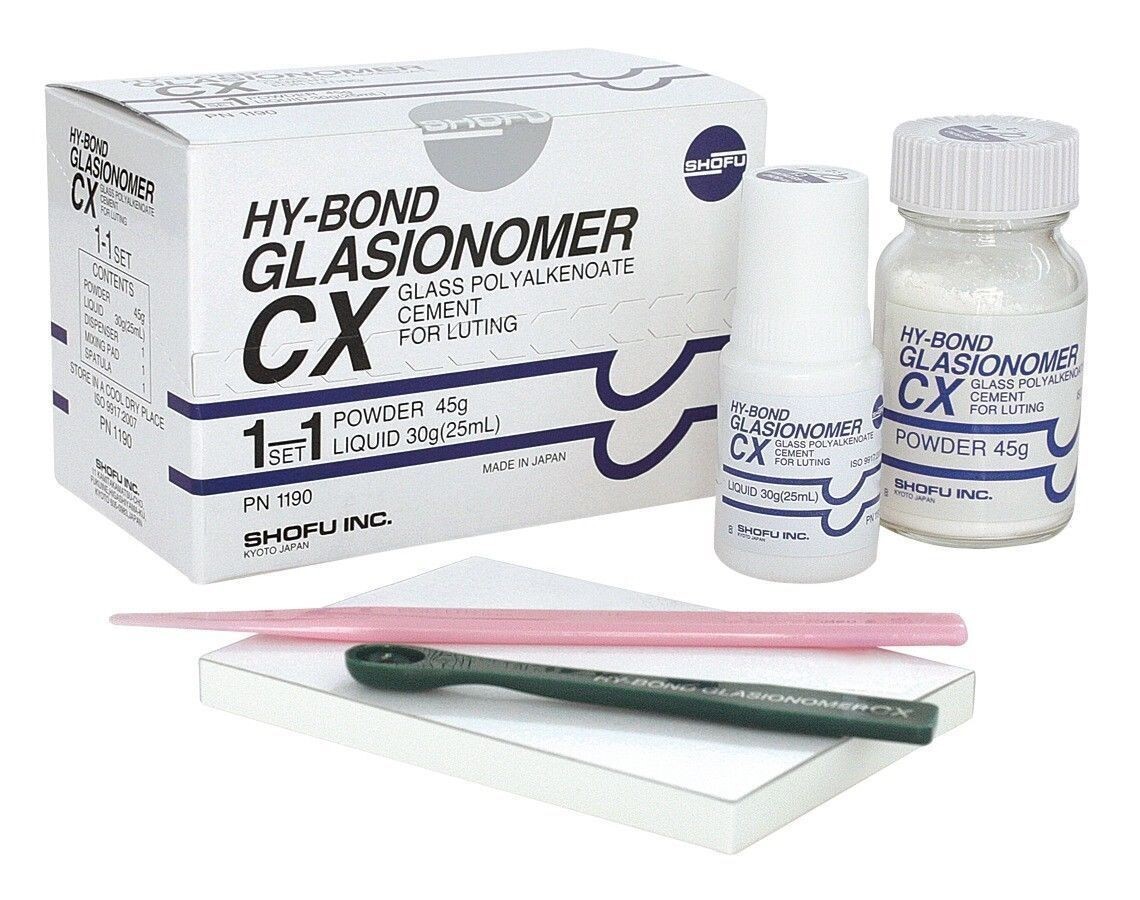 SHOFU HY- BOND GLASSIONOMER CX LUTING POWDER 45Gm LIQUID 25ml dental