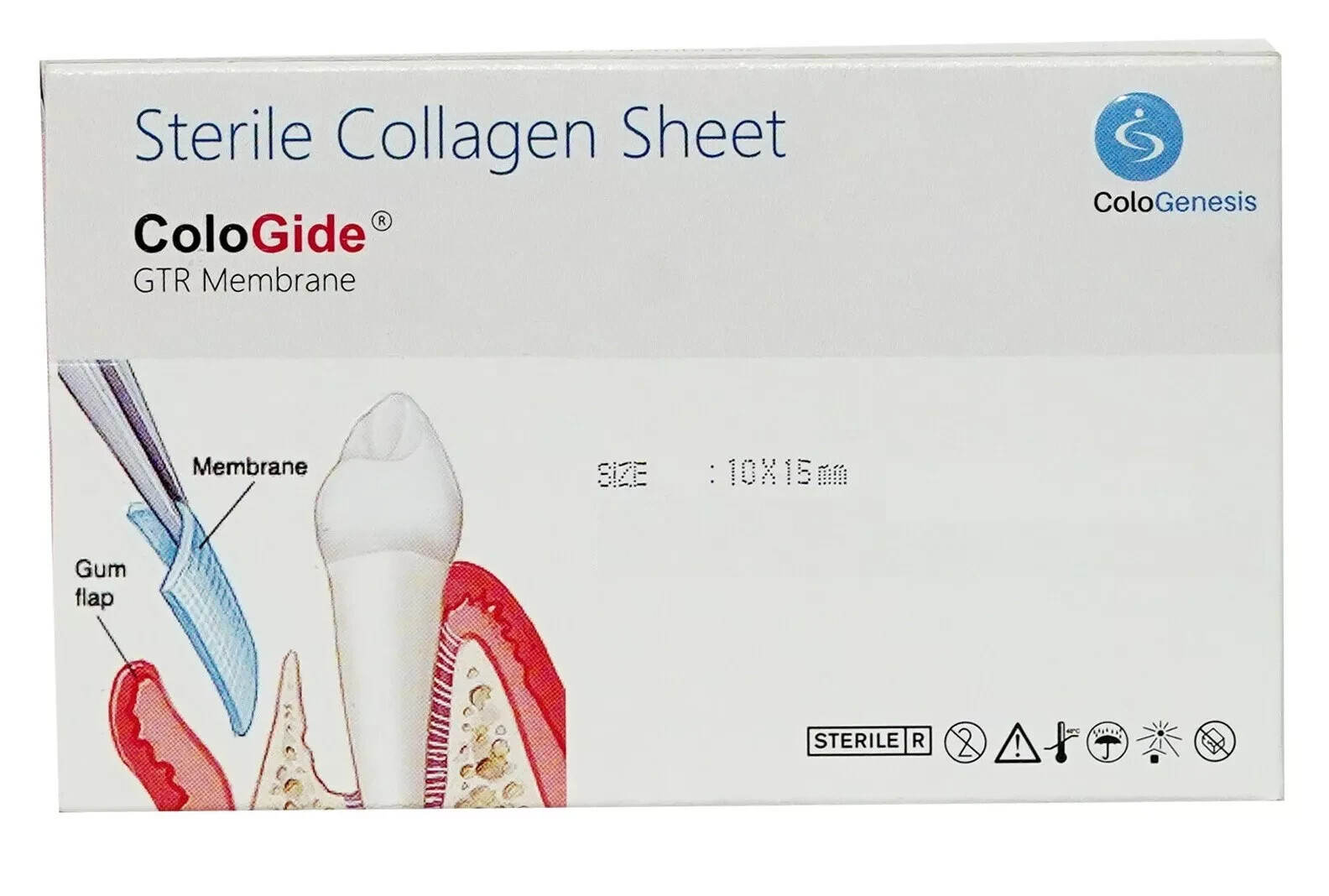 Pack of 5 New Colo Gide Sterile Collagen Sheet GTR Membrane 10 x 15mm