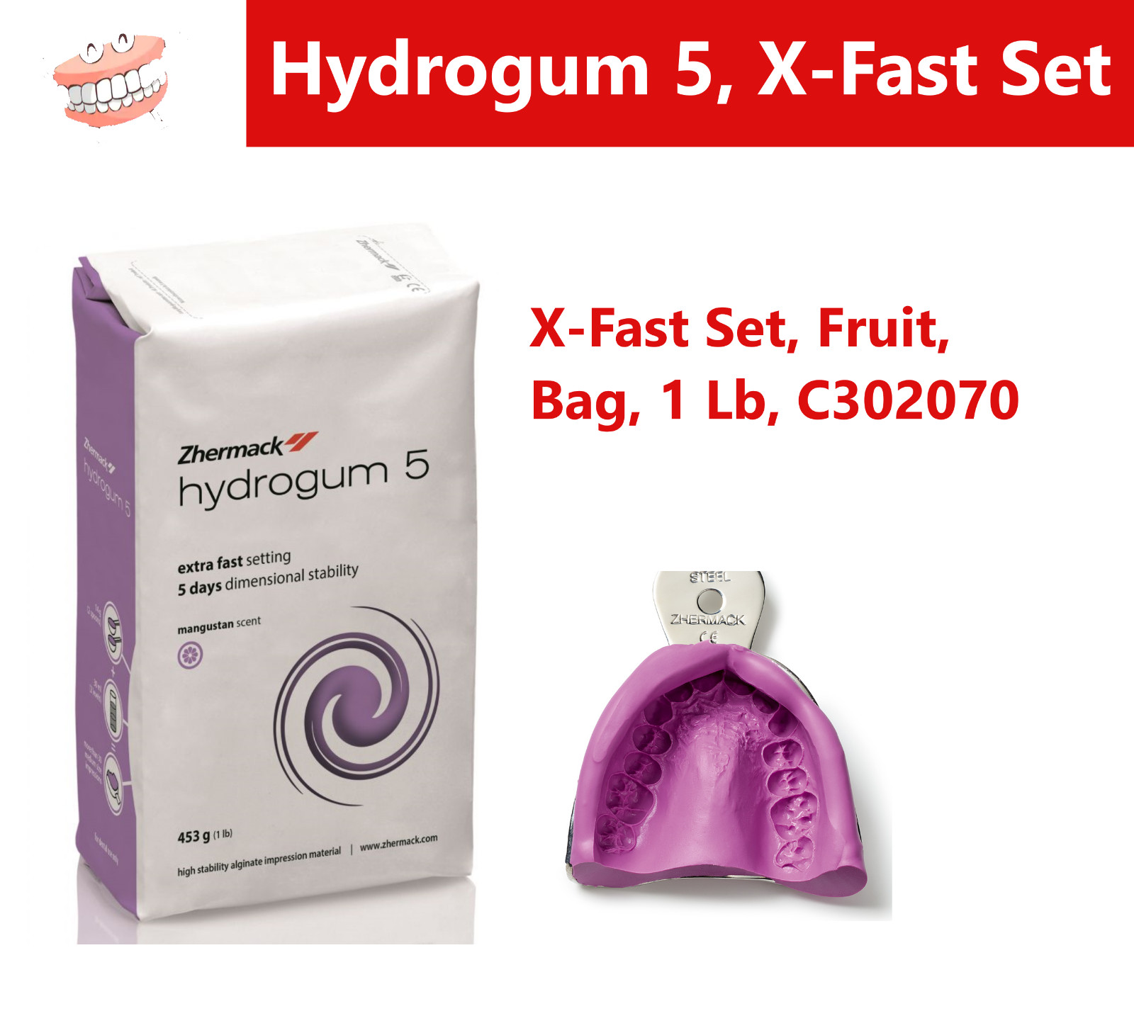 *1-Pack* Zhermack Hydrogum 5 Extra Fast Setting Impression Material C302070