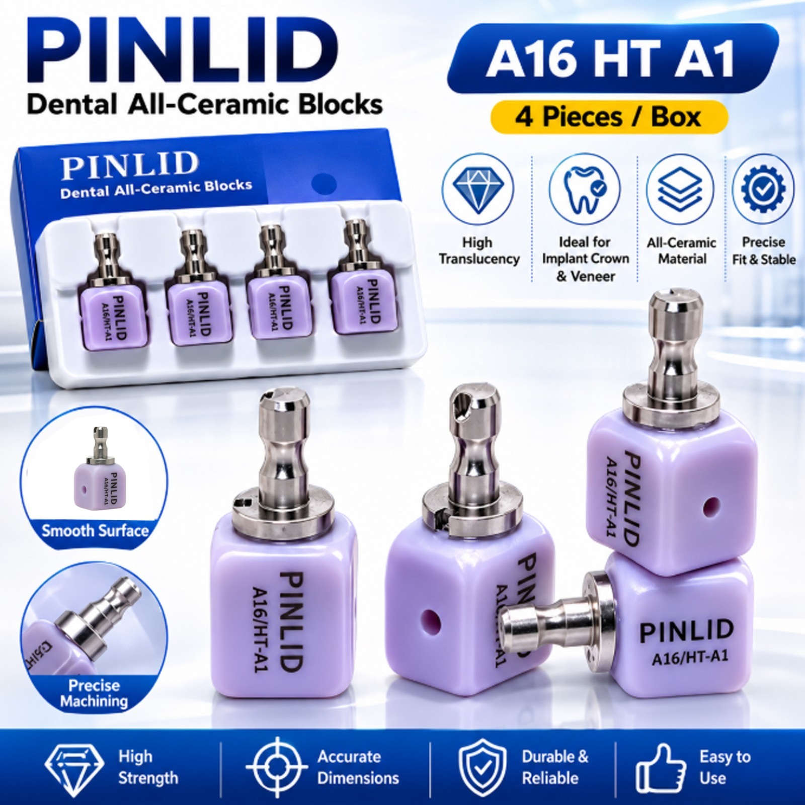 A16 Dental Lithium Disilicate Glass Ceramic Blocks with Positioning Holes Open