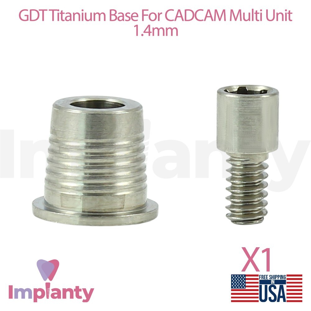 GDT Titanium Base For CAD/CAM Multi Unit 1.4mm System Prosthetic Lab Library