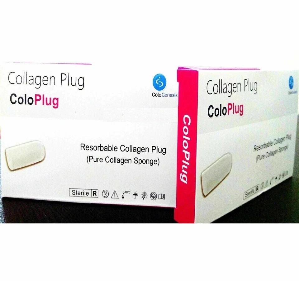 5 x ColoGenesis Dental COLLAGEN ColoPlug Sterile Resorable Sponge 8x20mm