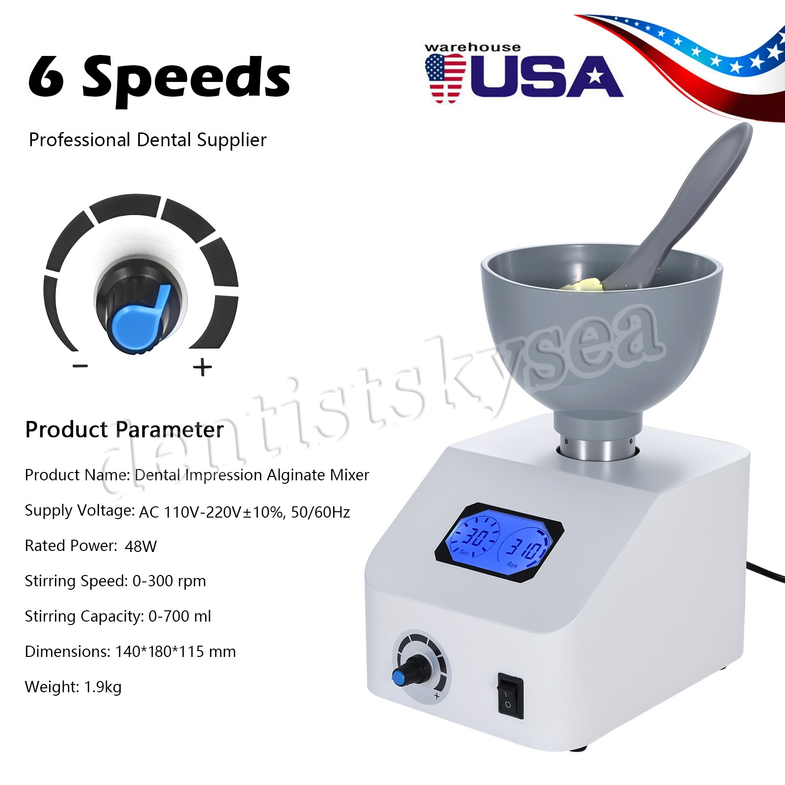 Dental Impression Alginate Mixer 300rpm Dental Printing Material Gypsum Blender