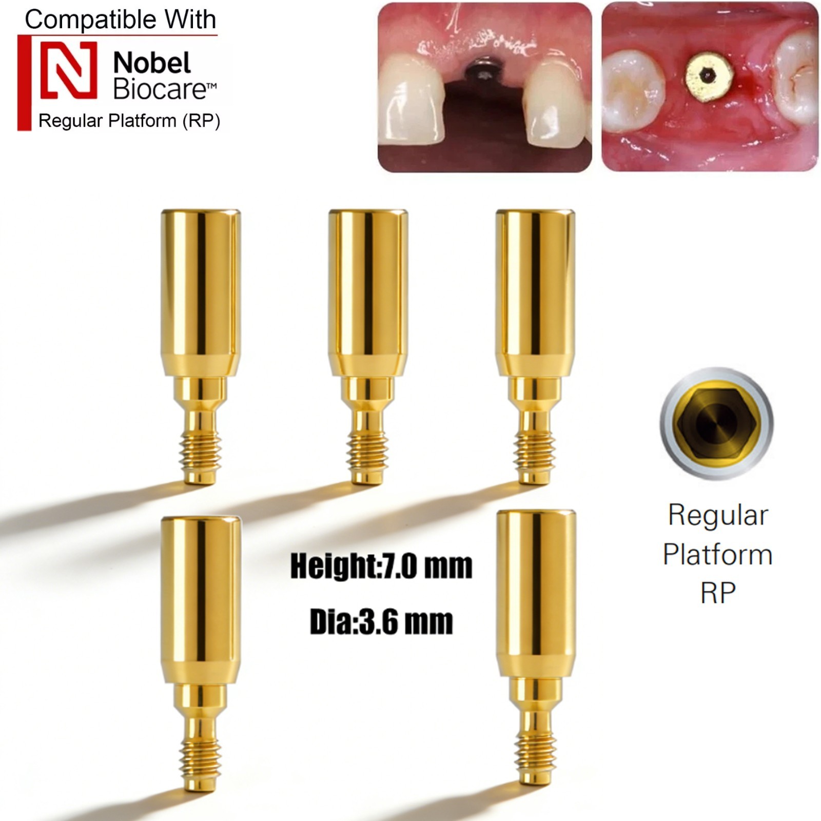 US Nobel Biocare Titanium Healing Abutment NP RP Internal Conical ∅3.6/5.0/6.0mm