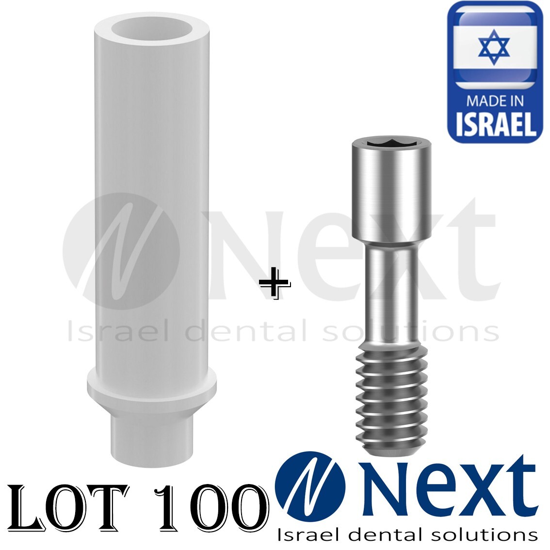 Lot X 100 Dental Plastic Castable Abutment non hex screws included