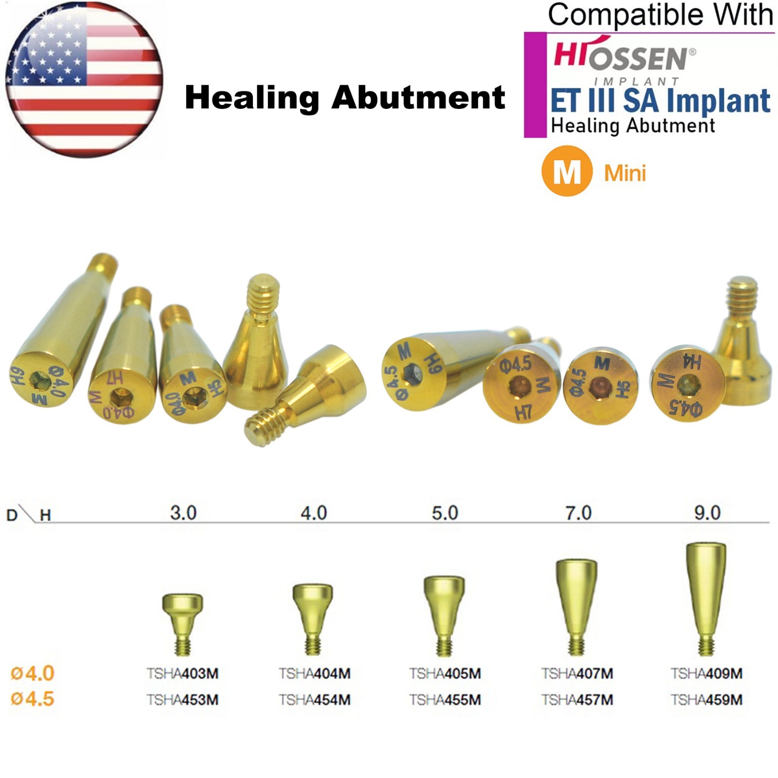 US Dental Fits Osstem Hiossen Healing Abutment Mini Regular Cover Screw Platform