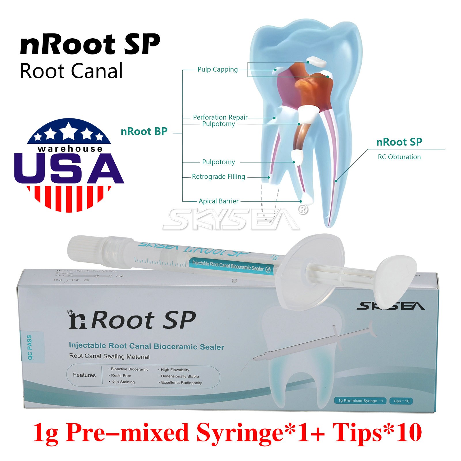 BioCeramic Premixed Injectable material (1 x 1g syringe) +10 Tips