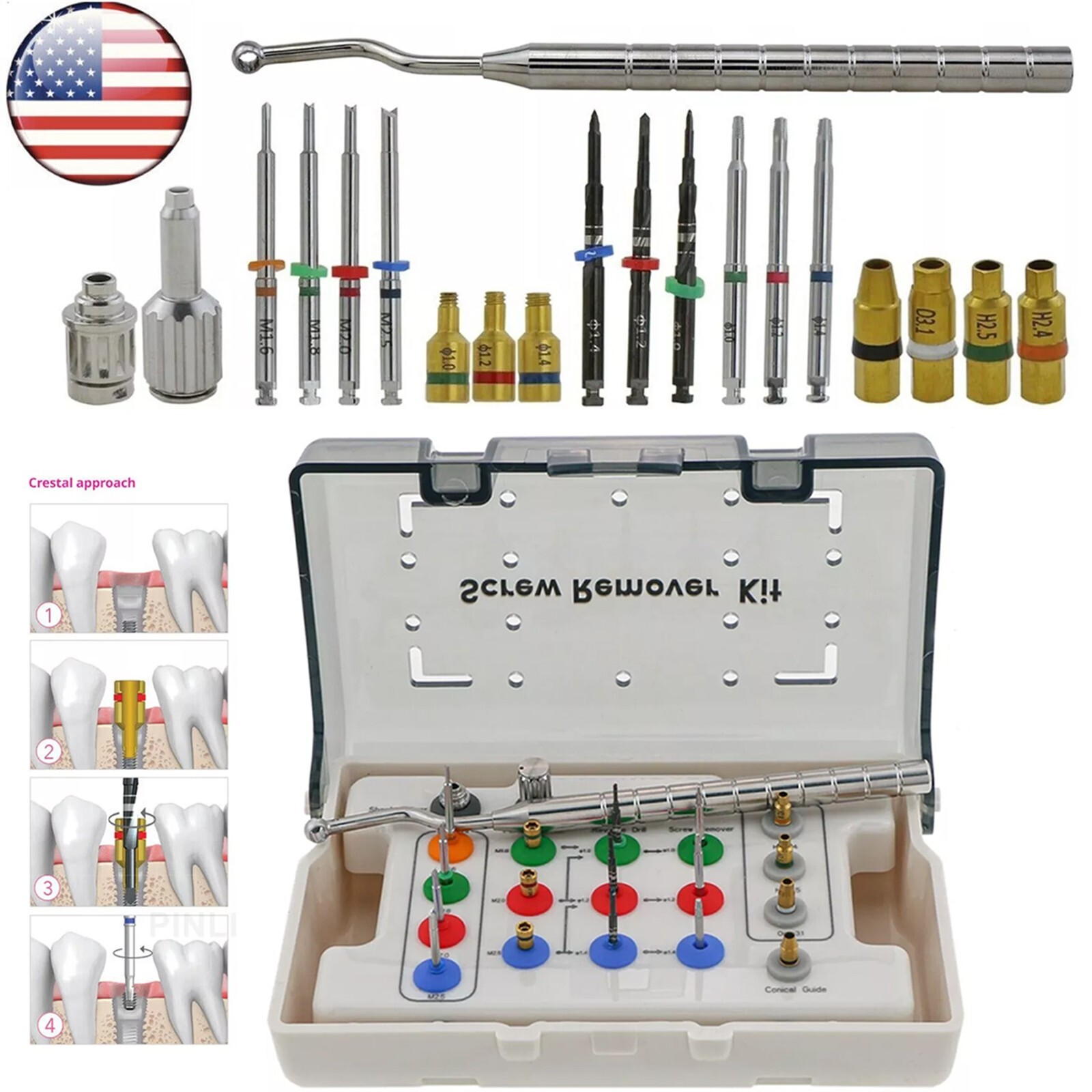 US Dental Implant Fixture Screw Remover Kits Neobiotech SR FR Repair Rescue Set