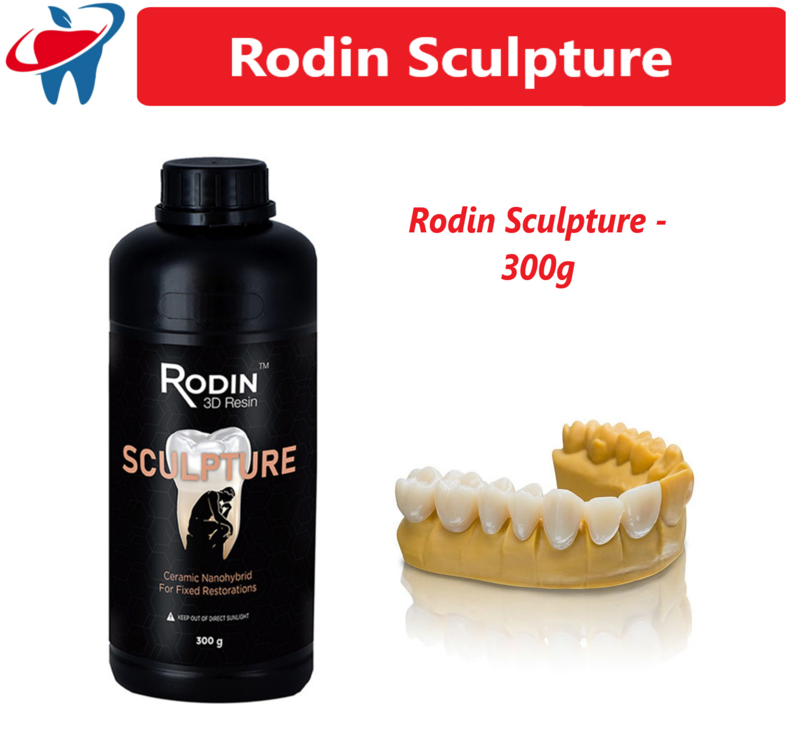 3D Print Resin Rodin Sculpture Ceramic Nanohybrid Resin Shade A1, 300g Btl