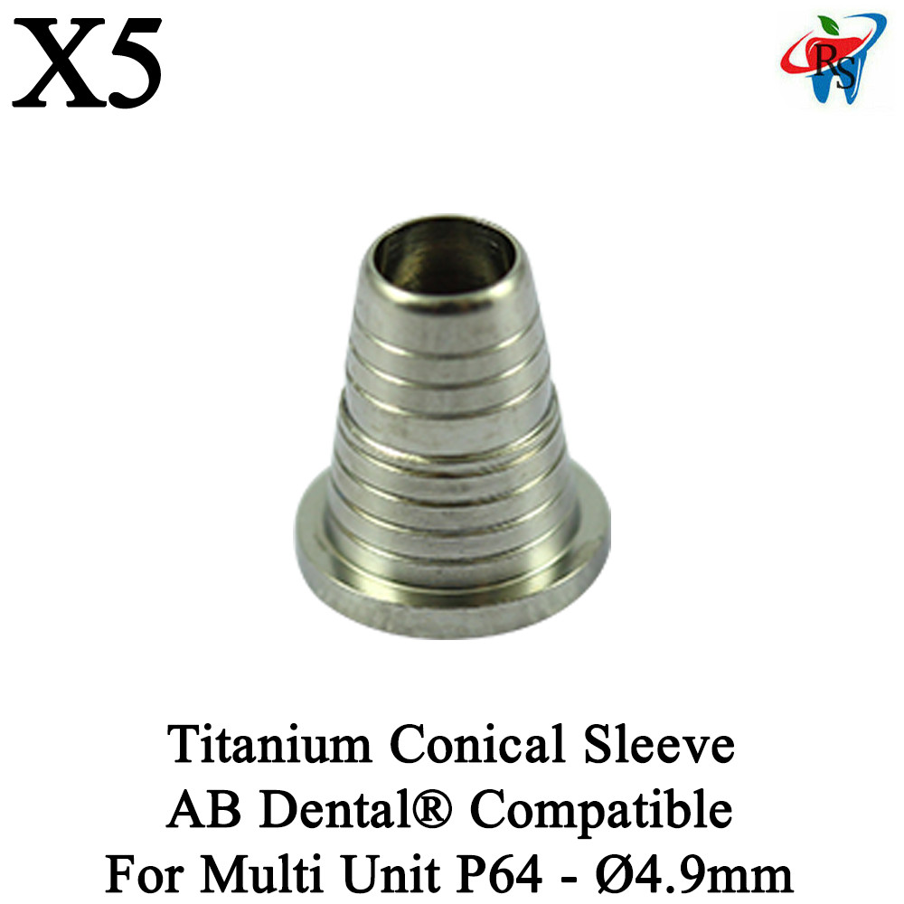 x5 Titanium Conical Sleeve AB Dental® Compatible For Multi Unit P64 – Ø4.9mm