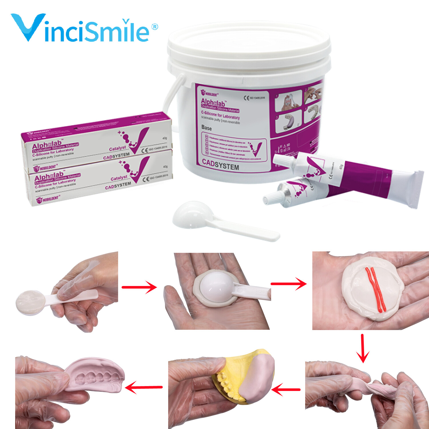 Dental Lab Automix Flexible C-Silicone-Based for Gingival Mask Duplication Model
