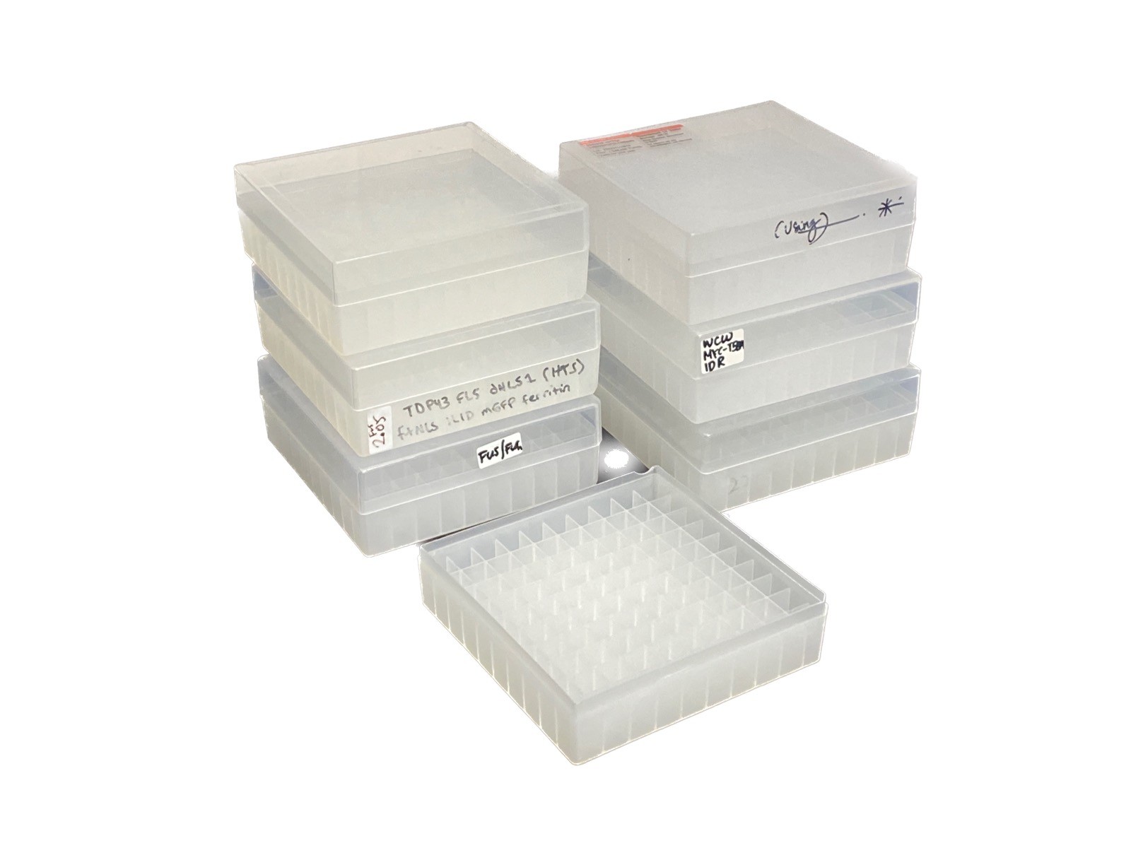 Used (Lot of 7) Laboratory 100-Place Plastic Centrifuge Test Tube Racks w/6 Lids