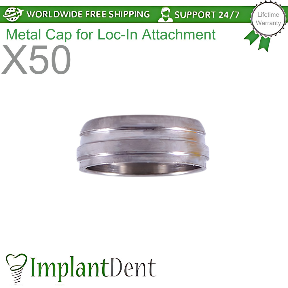 50x Metal Cap Housing Loc-In Overdenture Attachment Dental Accessories Lab